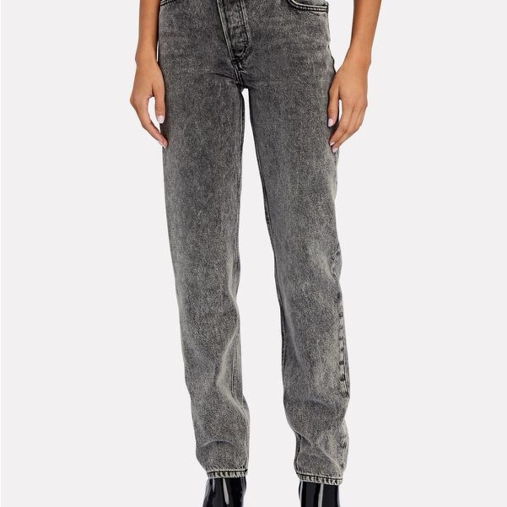 BOYISH The Casey Rigid High Rise Straight Jean Asymmetrical Buttons - Picture 2 of 13